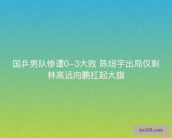 国乒男队惨遭0-3大败 陈垣宇出局仅剩林高远向鹏扛起大旗